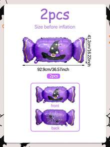 2/3pcs Halloween Candy Shaped Aluminum Foil Balloons, Black Purple Orange Candy Balloons, Suitable For Halloween Theme Party, Birthday Party Decoration, Trick Or Treat, Halloween Home Decor Supplies - Multicolor - View 10