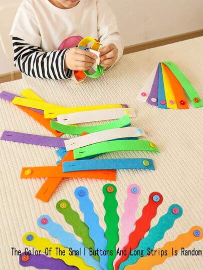 Children's Felt Toys, Montessori Early Education Toys, DIY Button Bracelet, Enhance Fine Motor Skills And Color Recognition, Suitable For Learning (Random Color)