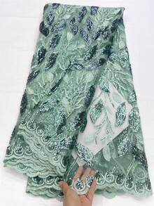 Green African Sequin Beaded Lace Fabric 2026 Blue Premium Shiny Nigerian Sequin Lace Fabric Wedding Party Dress Sewing Material 5 Yards/1 Yard Red - A - View 14