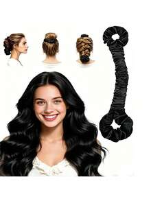 1pc Multifunctional Satin Heatless Curling Hair Scrunchie Seamless Curling Rod With Hair Tie, Medium Creamy Pink, Sleep Heatless Curling Tool Hair Styling Tool Kit - Multicolor - View 9