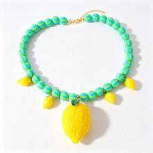 1pc Bohemian Style Y2K Creative Fashion Elegant Exquisite Glamorous Personalized Exaggerated Cute Fruit Series High-Quality Dopamine Color Resin Beaded 3D Strawberry/Lemon Pendant Necklace For Women Sisters Couples Prom/Graduation Jewelry Gift, Suitable For Daily Wear, Dating, Wedding, Party, Holiday, Summer Beach Vacation - necklace - View 8
