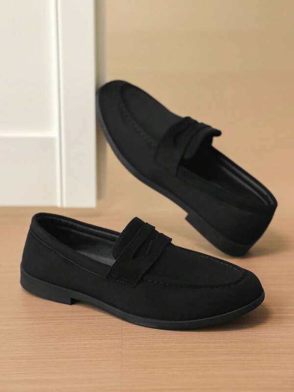 GAISIMA Sepatu Loafer Pria Bahan Suede Warna Polos, Sepatu Slip-On Datar Minimalis, Sepatu Kasual Pria untuk Perjalanan Sehari-hari di Luar Ruangan Musim Semi/Gugur