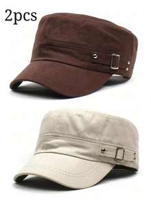 1pc Unisex Rivet Military Flat Top Baseball Cap With Adjustable Strap, Suitable For Outdoor, Hiking, Vacation, Daily Use, Sun Protection - Multicolor - View 21