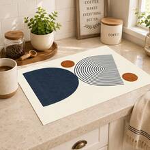 1 pieza Alfombrilla de drenaje de cocina de tierra de diatomeas con patrón geométrico minimalista moderno, alfombrilla absorbente de secado rápido y antideslizante para máquina de café y secado de platos, adecuada para encimera de cocina y decoración del hogar - Multicolor - Ver 3