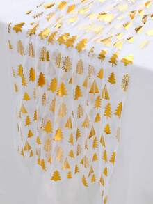 1pc Gold Christmas Tree Pattern Table Runner, Christmas Mesh Table Runner, Christmas Table Decoration, Home Decor, Kitchen Decor, Christmas Tablecloth Decoration, Christmas Party Supplies, Christmas Decoration Supplies, Christmas Baby Shower Decoration - Christmas Tree - View 10