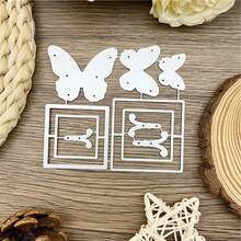 1 st kreativ rektangulär ram i metall med fjärilsmotiv, präglingsmall för scrapbooking, utklippsmall för handgjorda kort till födelsedag och bröllop, presentkortstillverkning - Fjäril - Visa 3