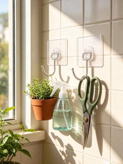 25 móc treo lớn bằng kim loại trong suốt, móc dán không khoan tường, móc treo tường chống nước chịu lực không gây hư hại, móc lưu trữ đa năng cho phòng tắm, nhà bếp, lối vào, ký túc xá, treo quần áo