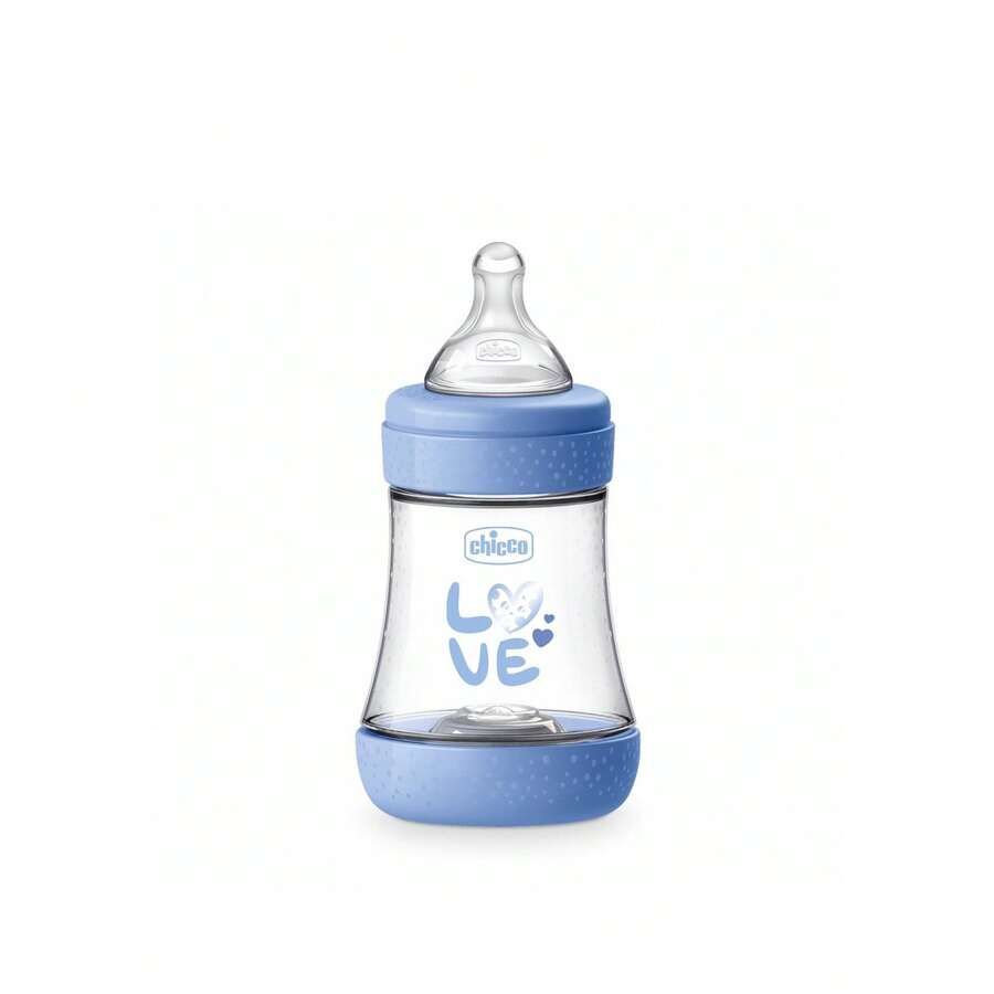 Chicco Perfect 5 Biberão Intui-Flow System Bebé Plástico Sem BPA Fluxo Lento 0m+ Azul 150ml - Design Biofuncional, Alimentação Confortável - Baby Blue - View 1