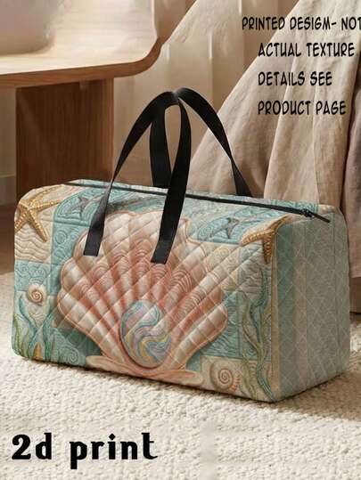 1pc, Luggage Bag, Ocean Pattern Print Large Capacity Beach Bag Crossbody Bag Handbag, Travel Bag, Gym Bag, Portable, Lightweight, Fashionable, Home Use, Lightweight Beige Large Capacity Tote Bag Suitable For Boys And Girls Teenagers Ideal Gift