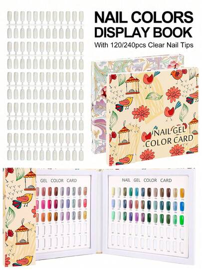 Beautizon Nailartlab 120 Colors Nail Polish Color Display Book, Nail Polish Color Card Storage Box, Includes 120 Pieces Of Fake Nail Tips, Salon Nail Polish Color Card Book, Nail Polish Color Card Sticks, Nail Art Display Board Tools, Nail Art Supplies, Nail Art Tools, Back To School, Nail Art, Nail Art Tools (Suitable For Press-On Fake Nails), Manicure Tools