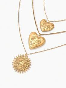 Vandermere Unique Exaggerated Heart, Sun, Face Design Pendant Necklace, Stainless Steel Jewelry Accessory - Necklace - View 2