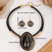 Vintage Fashion Exaggerated Water Drop Resin Colorful Necklace - Black - View 2