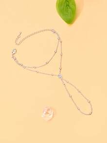 1pc New Minimalist Hand Chain Bracelet, Niche Design, Exquisite Fashion Ins Style Finger-Linked Hand Jewelry, Premium Hand Accessory - Silver - View 4