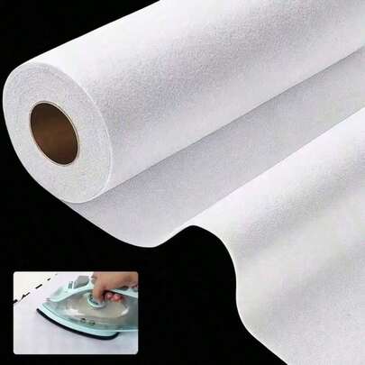 1 Roll, Iron-On Fusible Interfacing, For Sewing, Crafts, Quilting - 12 Inch*5 Yard - Non-Woven Iron-On Fusible Fleece, Single-Sided Adhesive Foam Stabilizer, White, For DIY Handbags, Home Decor
