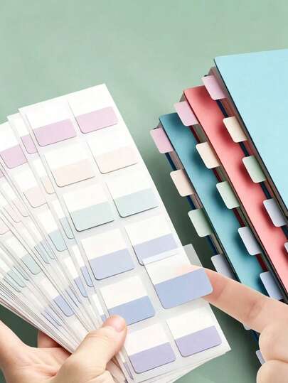 Book Annotation Supplies,10sheets Of Sticky Notes Set With Ruler, Can Be Used For Index Labels, Bookmarks, Etc., 60 Colors Available, Suitable For Classification, Memos, Bookmarks, Etc., Transparent, Fluorescent Index Labels, Back To School Essential