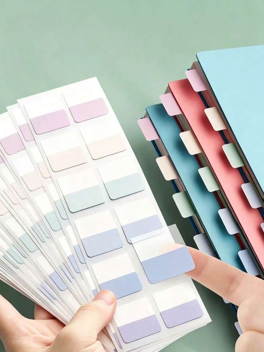 Book Annotation Supplies,10sheets , Can Be Used For Index Labels, Bookmarks, Etc., 60 Colors Available, Suitable For Classification, Memos, Bookmarks, Etc., Transparent, Fluorescent Index Labels, Back To School Essential - A - View 1
