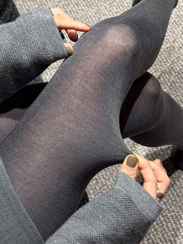 Thin Slightly Sheer High Waist Tights, Wearable As Outerwear, Spring/Autumn
