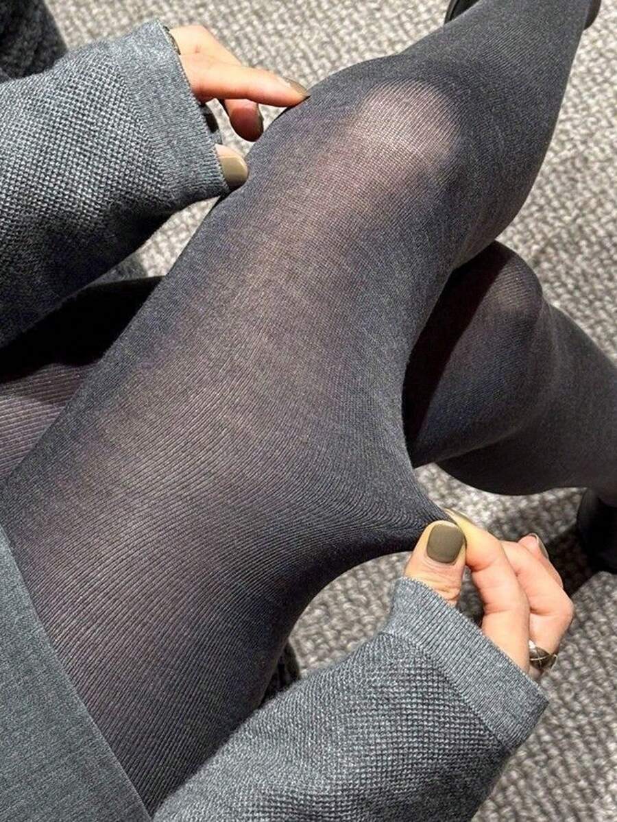 Thin Slightly Sheer High Waist Tights, Wearable As Outerwear, Spring/Autumn - Multicolor - View 1