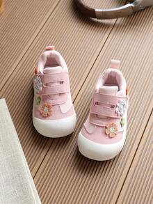 1 Pair Baby Girl Soft Sole Walking Shoes, Spring/Summer Cartoon Closed-Toe Shoes - Pink - View 5