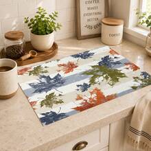 1pc Autumn Colorful Maple Leaf Pattern Diatomaceous Earth Kitchen Drain Mat, Quick-Drying Absorbent Non-Slip Coffee Machine Mat And Dish Drying Mat, Suitable For Kitchen Countertop And Holiday Home Decor - Multicolor - View 3