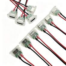 5/10 buah Kabel Ekstensi Tipe-C 2 Inti, Steker Pipih Transparan dengan Indikator LED, Struktur Kabel yang Diperkuat, Kabel Ekor Betina Tipe-C yang Dapat Disolder, Cocok untuk Modifikasi Kabel DIY - Clear - View 8