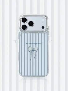1 buah Casing Ponsel Logam Transparan dengan Motif Pita Bergaris, Dipersonalisasi untuk iPhone 16 Pro Max, 17/16/15/14/13/12/11, Pelindung, Tahan Udara - MultiWarna - View 1
