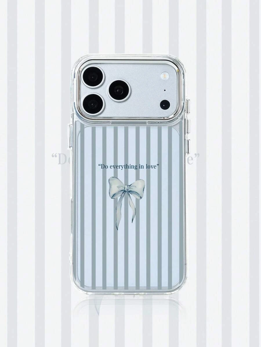 1 buah Casing Ponsel Logam Transparan dengan Motif Pita Bergaris, Dipersonalisasi untuk iPhone 16 Pro Max, 17/16/15/14/13/12/11, Pelindung, Tahan Udara - MultiWarna - View 1