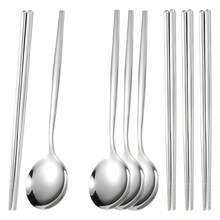 8-Piece Elegant Stainless Steel Cutlery Set, Mirror Polished - Includes 4 Spoons And 4 Pairs Of Chopsticks, Home Dining Picnic Supplies, Kitchen Utensils, Tableware Set - Durable Kitchenware, Suitable For Rice, Noodles, Porridge. | Perfect For Home, Restaurant, Wedding Use - - - View 7