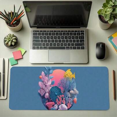 1PC Diatomaceous Earth Mouse Pad: Featuring A Unique "Sea Breeze" Design, Stitched Edges, And A Non-Slip Base, It Brings A Fresh, Delightful Artistic Touch To Your Desktop!