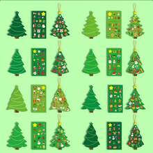 24 Sets Christmas Tree DIY Craft Greeting Card Kit - Use Stickers To Make Your Own Holiday Greeting Cards, Perfect For Christmas Parties And Home School Activities, Back To School Gifts - Multicolor - View 5