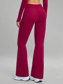 MFVIM Casual Leggings High Waist Shaping Yoga Running Training Flare Pants Long Pants - Red Violet - View 6