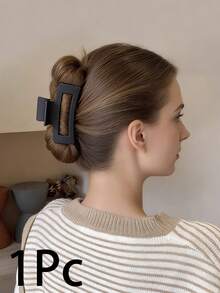 3/1pc 10.5cm/4.13in Matte Coffee Plastic Square Cutout Hair Claw Clips, Hair Jaw Clip, Claw Hair Clip, Hair Gripper, Hair Claw Clip Set, Black Matte Hair Claw Clips, Suitable For All Hair Types, Daily Wear, Parties, Work, Outfit Matching - Multicolor - View 8