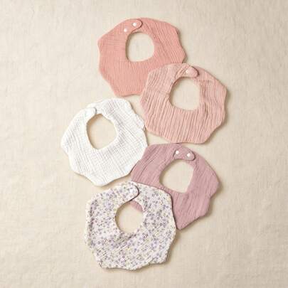 5Pcs Baby Bibs, Soft Gauze Drool Cloths, Suitable For Newborns, Baby Saliva Tow…