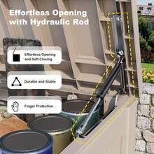 85 Gallon Outdoor Waterproof Resin Storage Deck Box Lockable Outside Bench UV Resistant Bin Patio Porch Furniture Pool Float Garden Tool Cushion Black - Grey - View 3