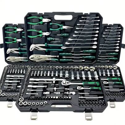 115/46pcs High Quality Car Repair Tool Set, With Quick Ratchet And Hex Key, Durable Socket Set, Portable Storage Box, Suitable For Car Maintenance And Emergency Repair