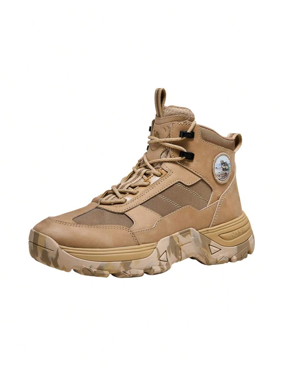 CAMEL CROWN Men's High-Top Outdoor Work Boots – Winter Hiking, Thick-Soled, Non-Slip, Camouflage Combat Style - Sand - View 1