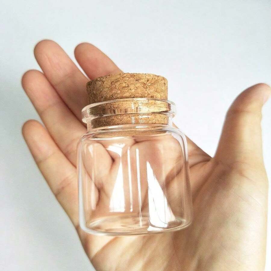 2個 50ml 空透明玻璃瓶附軟木塞,訊息許願瓶,小型收納容器 - 無色 - 查看 1
