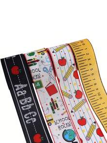 5-Yard Back To School Garland Ribbon, Burlap Material, Apple And ABC Pattern, Suitable For Gift Wrapping And Kindergarten Classroom Decoration - Multicolor - View 4