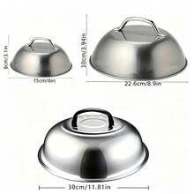 1PC Stainless Steel Round 6"/9"/12" Pot Lid, Dust Cover, Cookware Lid, Cheese Cover, Burger And Steak Cover - Thick Non-Stick Pad, Dust Cover, Suitable For Daily Use And Various Holidays With Handle For Outdoor Cooking And Kitchen, BBQ, Kitchen Gadgets, Durable Kitchen Accessories - Silver - View 9