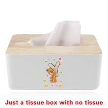 Nordic Tissue Box Bamboo-Lid Solid Wood Storage Case Desktop Napkin Holder Car Paper Dispenser Dormitory Organizer Box Holiday Decoration Storage Suitable For Home Office Use Initial Name 26 Letters Pattern - White - View 10