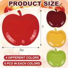 24 Pcs Apples Shaped Paper Plates Fall Disposable Plates Decorative Autumn Fruit Tableware Dessert Plate For Wedding Baby Shower Party Tableware Supplies - As Pic - View 2