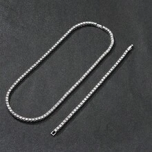 2pcs/Set Men's Diamond Inlaid Square Claw Chain Necklace And Bracelet, Hip-Hop Style Rhinestone Jewelry, Creative Punk Style Men's Necklace, Suitable As Gift For Boyfriend, Also Suitable For Daily Casual Wear And Matching, Valentine's Day, Carnival Gift - Multicolor - View 4