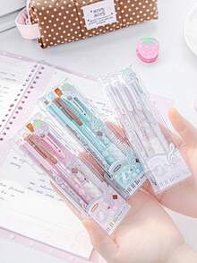 4pcs Strawberry Chocolate Gel Ink Pens, 0.5mm Retractable Ballpoint Pens Quick-Drying Black Ink, Including 1pc Chocolate Scented Pen And 1pc Erasable Pen, Ideal Gift For Girls And Students Back To School - Gel Pen - View 5