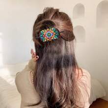 4pcs Diamond Art Painting Kit - DIY Mandala Flower Hair Clip Set, Special Shape Diamond Art Craft Kit, Colorful Floral Mosaic Handmade Crafts, Suitable For Festivals, Daily Wear And Parties - View 4