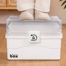 Large Capacity Dust-Proof Medicine Box, Specialized Medication Organizer Storage Box, Multi-Layer Spacious First Aid Kit, Suitable For Home And Dorm Use, Durable Plastic, Sturdy And Reliable, White. - White - View 5