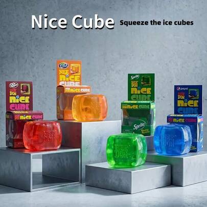 asmodee Juguete Squishy Schylling NeeDoh Nice Cube, Cubo Sensorial Súper Sólido de Rebote Lento, Colores Surtidos (Aleatorios)