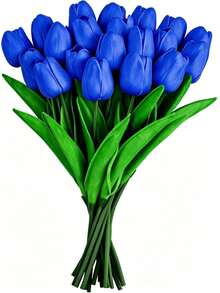 5/10pcs Artificial Tulips, Suitable For Home Decor, Kitchen Decor, Autumn Decor, Outdoor Decor, Table Decor, Wedding Decor, Artificial Plants, Women's Gifts, Back To School Season - Blue - View 1