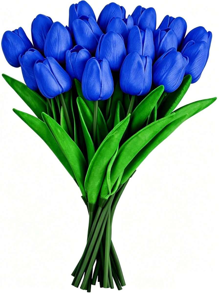 5/10pcs Artificial Tulips, Suitable For Home Decor, Kitchen Decor, Autumn Decor, Outdoor Decor, Table Decor, Wedding Decor, Artificial Plants, Women's Gifts, Back To School Season - Blue - View 1