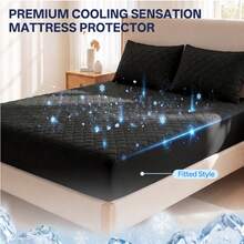 AVXLRQ Almohadilla refrescante de verano (sin funda de almohada): agradable para la piel, transpirable, fresca para dormir, protección elástica para el colchón, resistente a las arrugas y a la decoloración, lavable a máquina, varios colores para elegir. Color aleatorio. - Negro - Ver 16