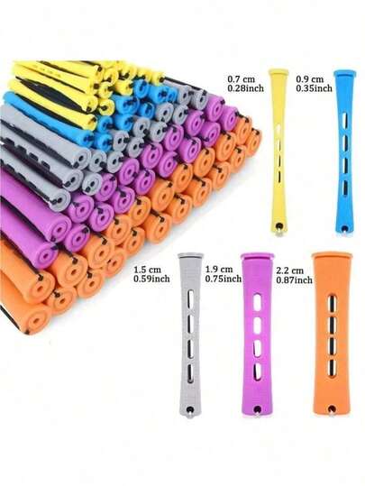 10 Sets Permanent Hair Roller Set - Create Natural Waves And Curls With 8 Different Sizes - Perfect For DIY Hairstyles And Styling, Suitable For Long, Medium And Short Hair. Hair Salon Cold Perm Hair Rollers, Salon Perming Rollers With Caps, Plastic Rubber Perming Rods